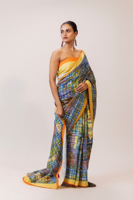 Sunlit Mosaic Linen Saree